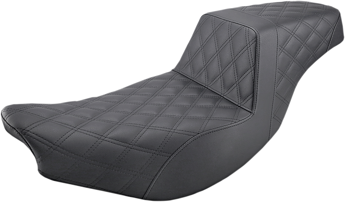 SADDLEMEN Step-Up Seat - Full Lattice Stitch - Black - Indian I14-07-175