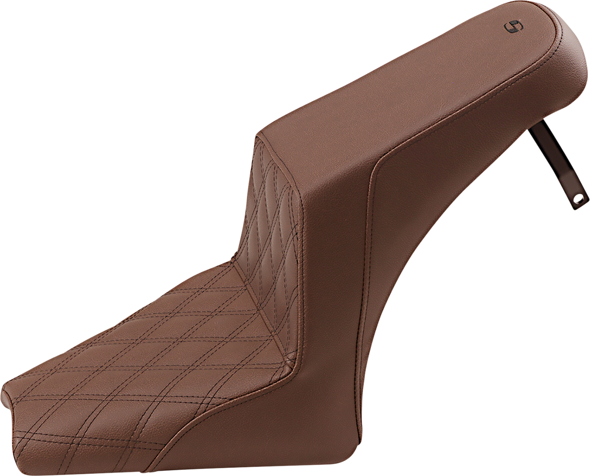 SADDLEMEN Step-Up Seat - Front Lattice Stitch/Rear Smooth - Brown - Scout Bobber I18-33-172BR