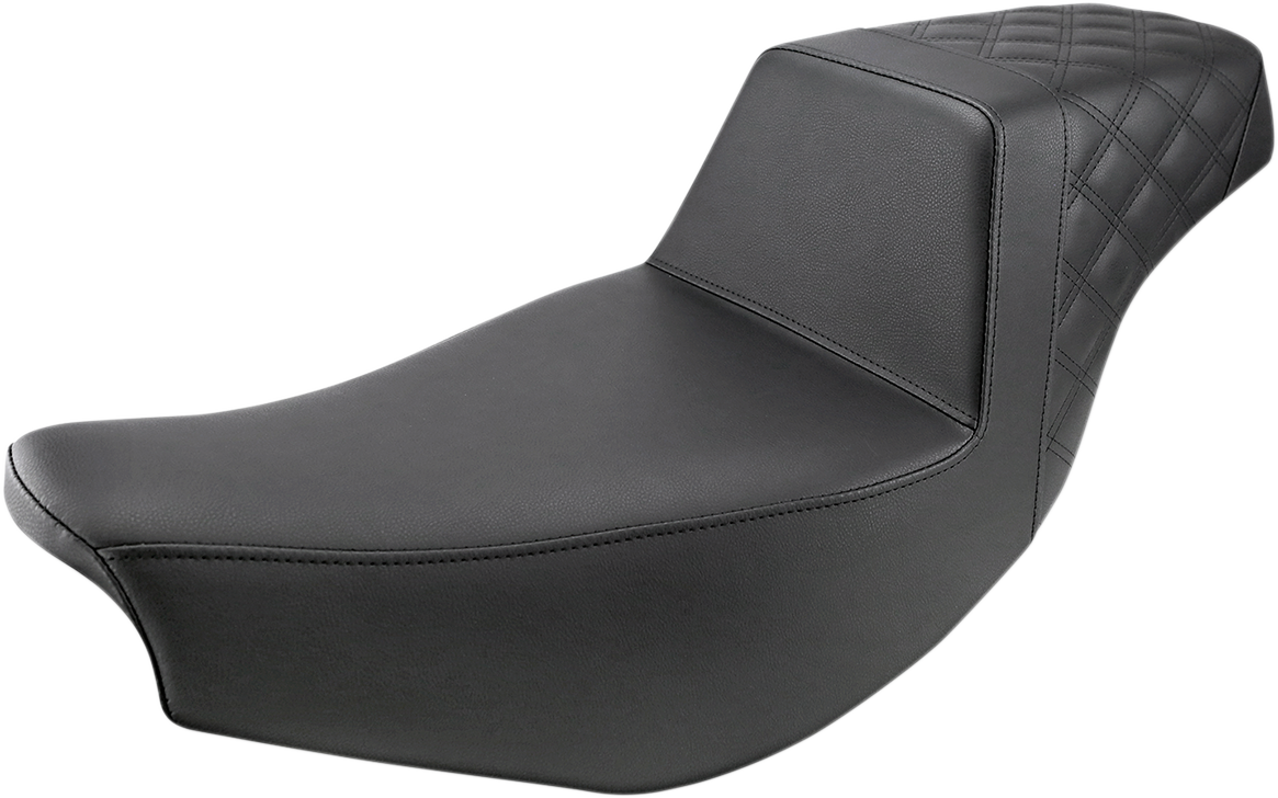 SADDLEMEN Step-Up Seat - Front Smooth/Rear Lattice Stitch - Black - Indian I14-07-173