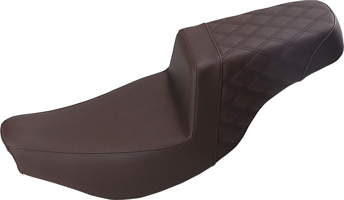 SADDLEMEN Step-Up Seat - Front Smooth/Rear Lattice Stitch - Brown - Indian I14-07-173BR