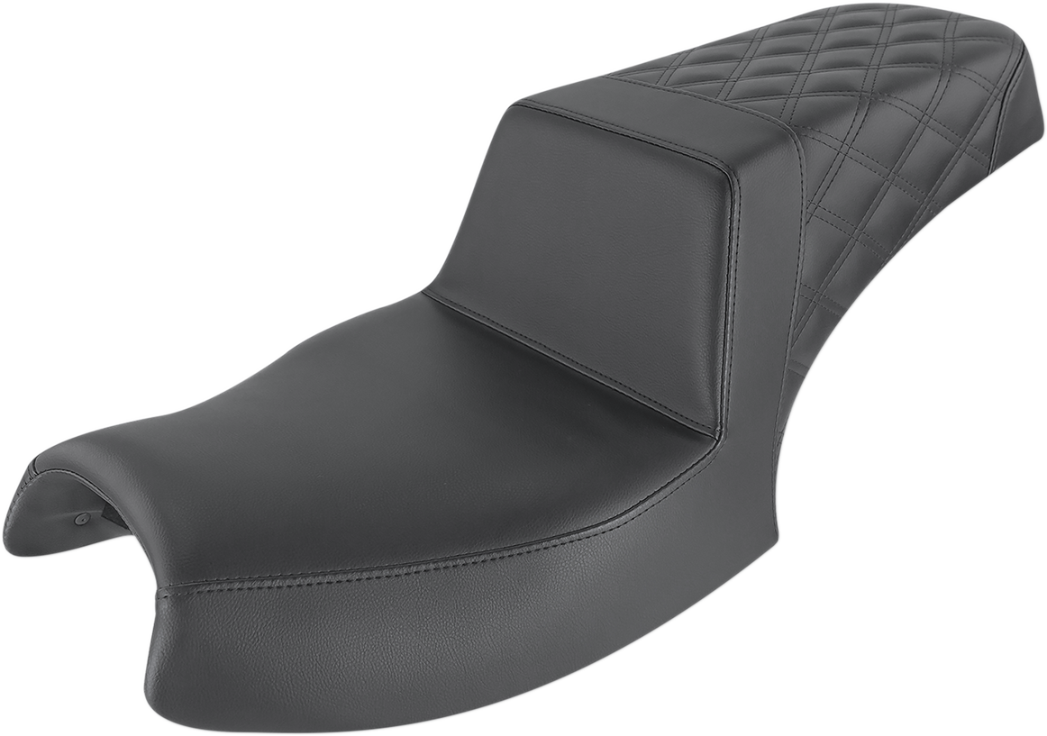 SADDLEMEN Step-Up Seat - Front Smooth/Rear Lattice Stitch - Black - Challenger I20-06-173