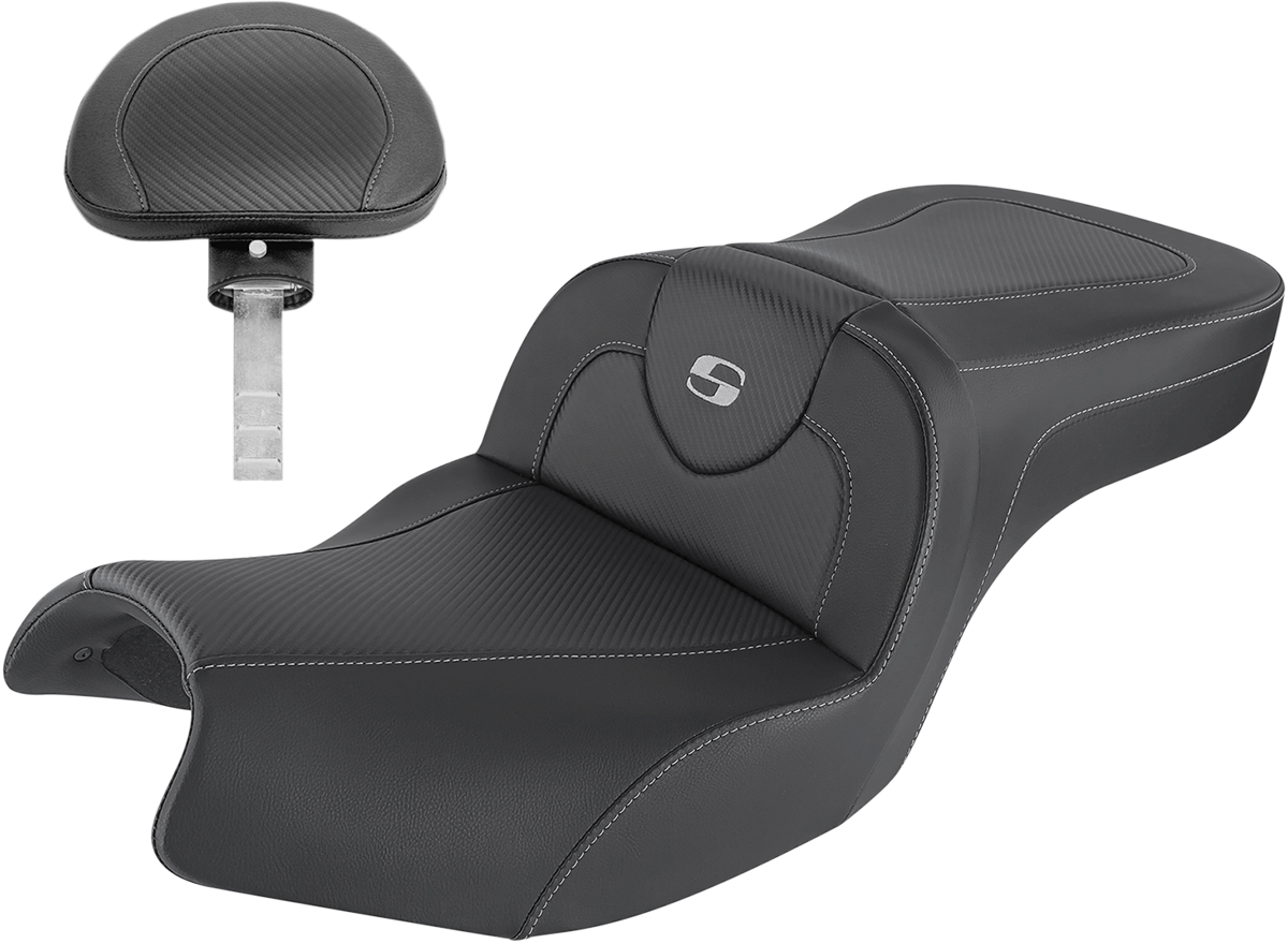 SADDLEMEN Roadsofa™ Seat - Carbon Fiber - Includes Backrest - Black - Indian I20-06-185BR