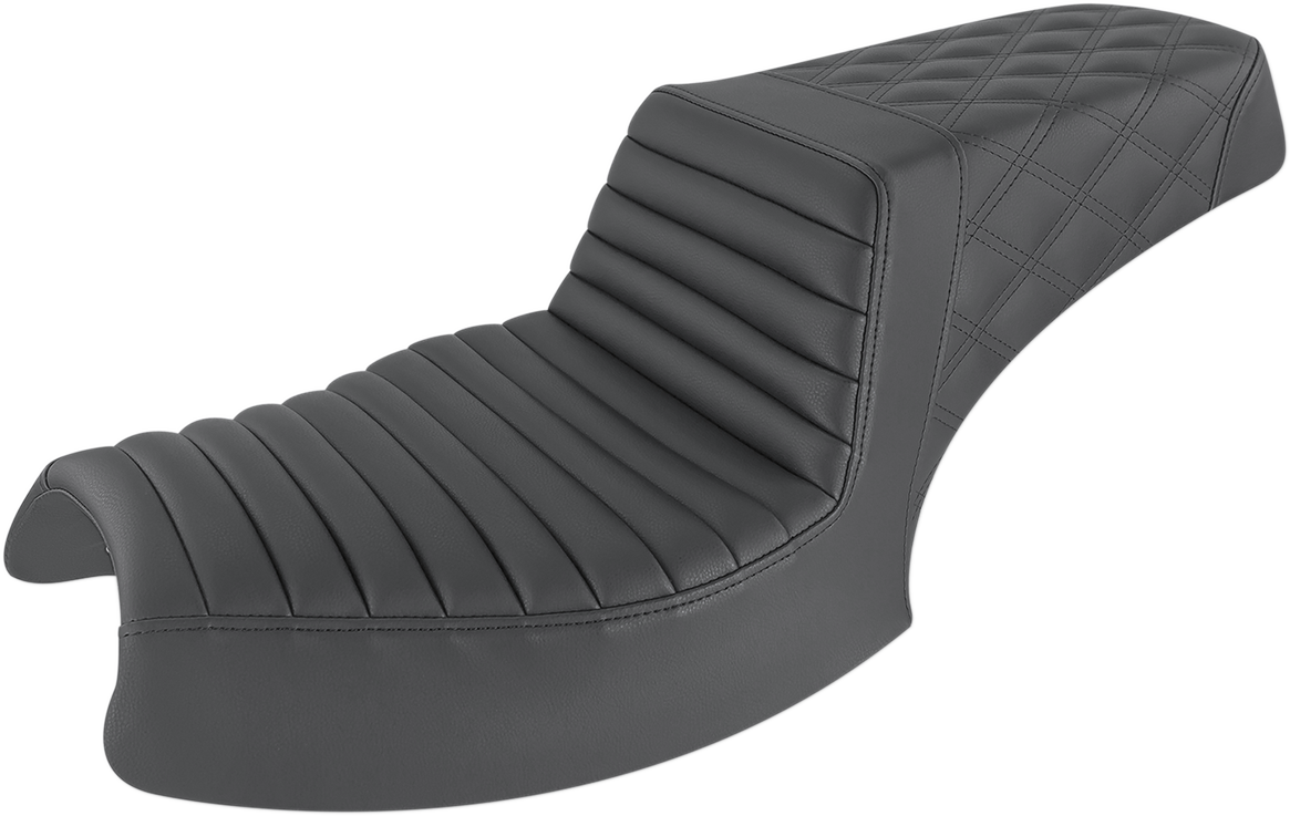 SADDLEMEN Step-Up Seat - Front Tuck-n'-Roll/Rear Lattice Stitch - Black - Challenger I20-06-176