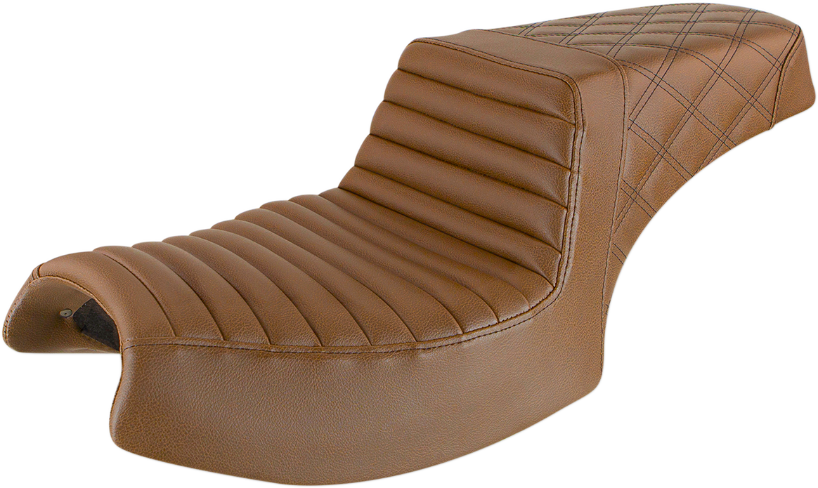 SADDLEMEN Step-Up Seat - Front Tuck-n'-Roll/Rear Lattice Stitch - Brown - Challenger I20-06-176BR