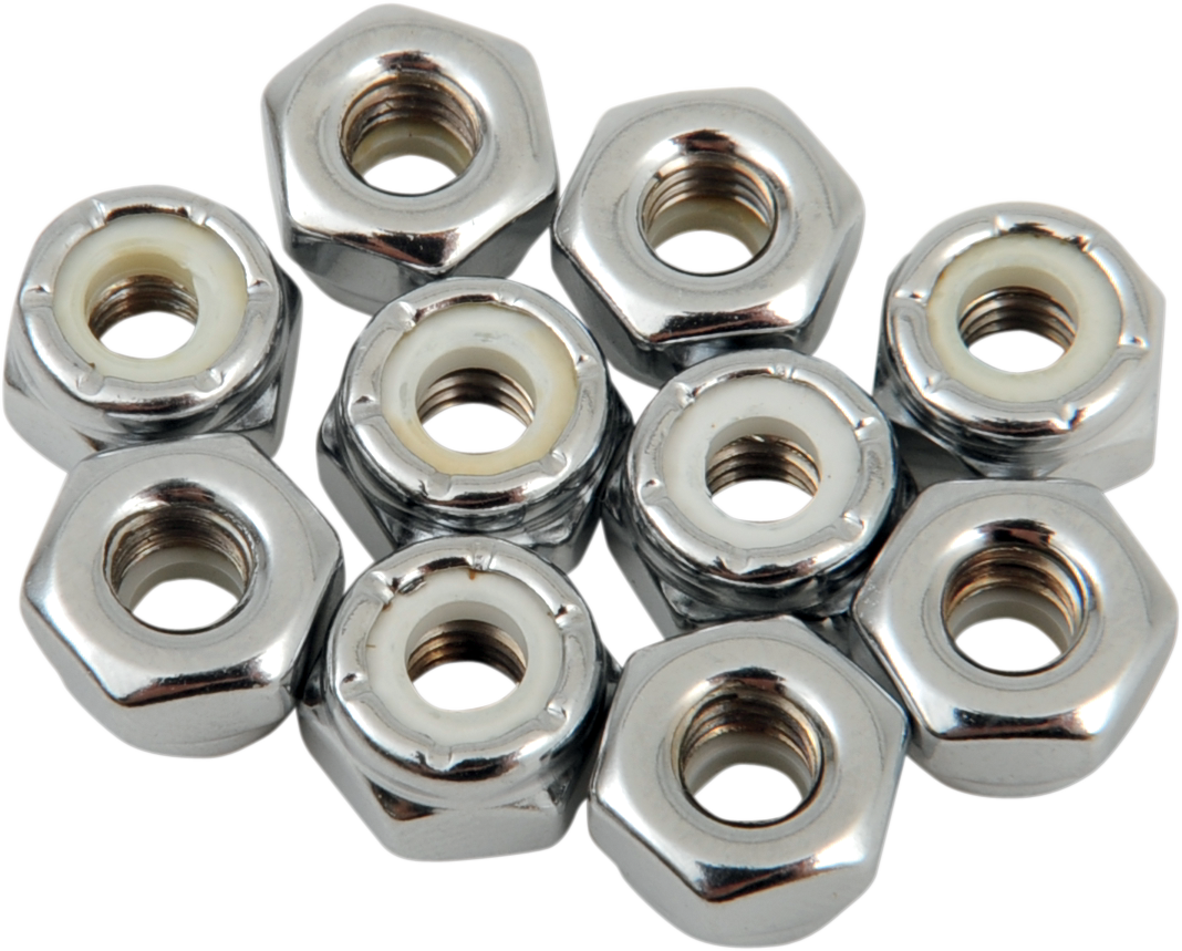 DRAG SPECIALTIES Nuts - Nylon - Chrome - 10-32 MPB272