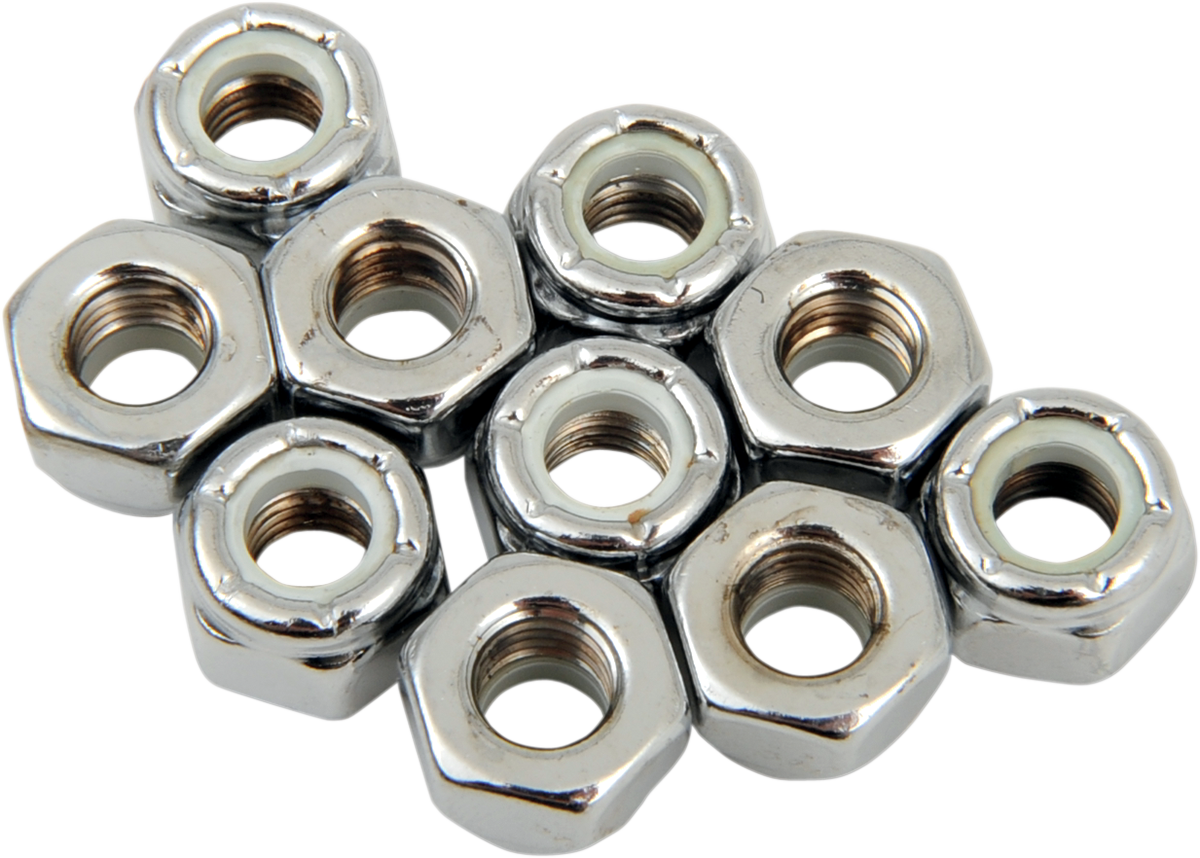 DRAG SPECIALTIES Nuts - Nylon - Chrome - 1/4"-28 MPB274