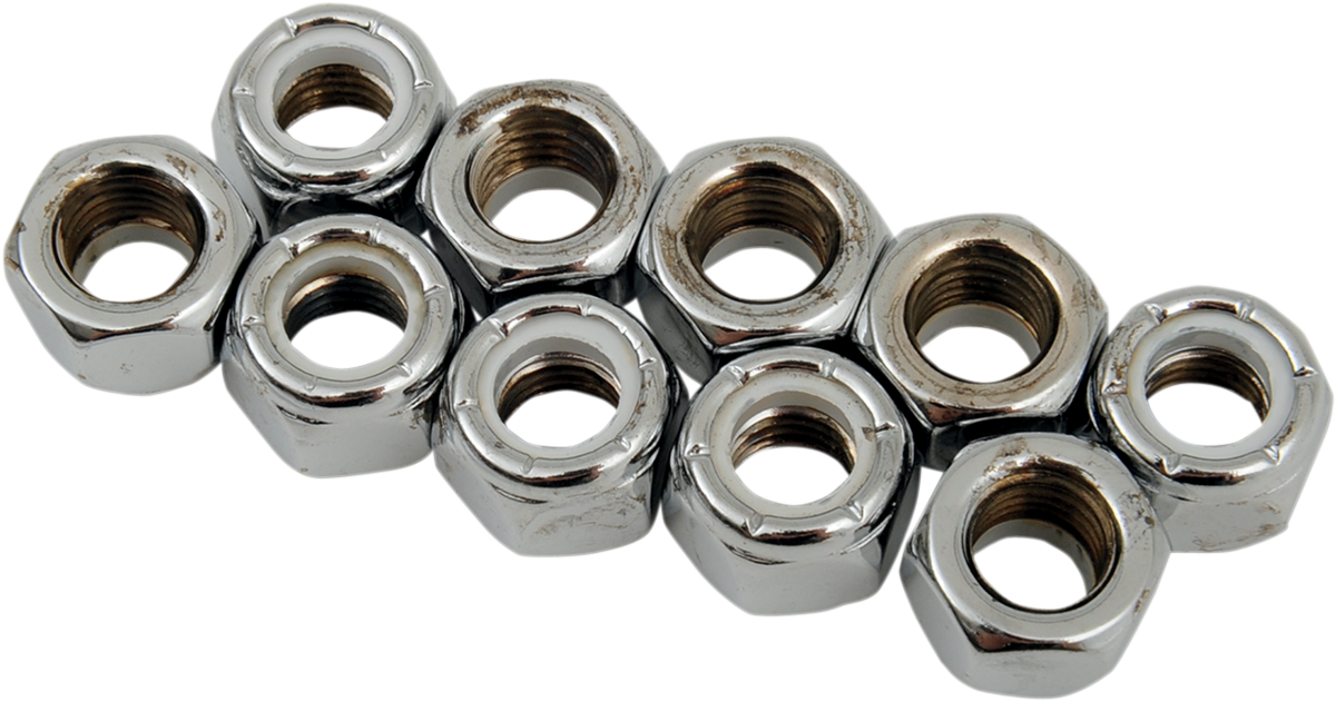 DRAG SPECIALTIES Nuts - Nylon - Chrome - 5/16"-24 MPB276