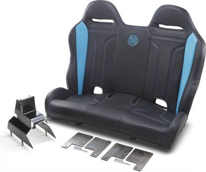BS SAND Performance Bench Seat - Double T - Black/Titanium Blue - Maverick X3 '16-'20 PEBETBDTC