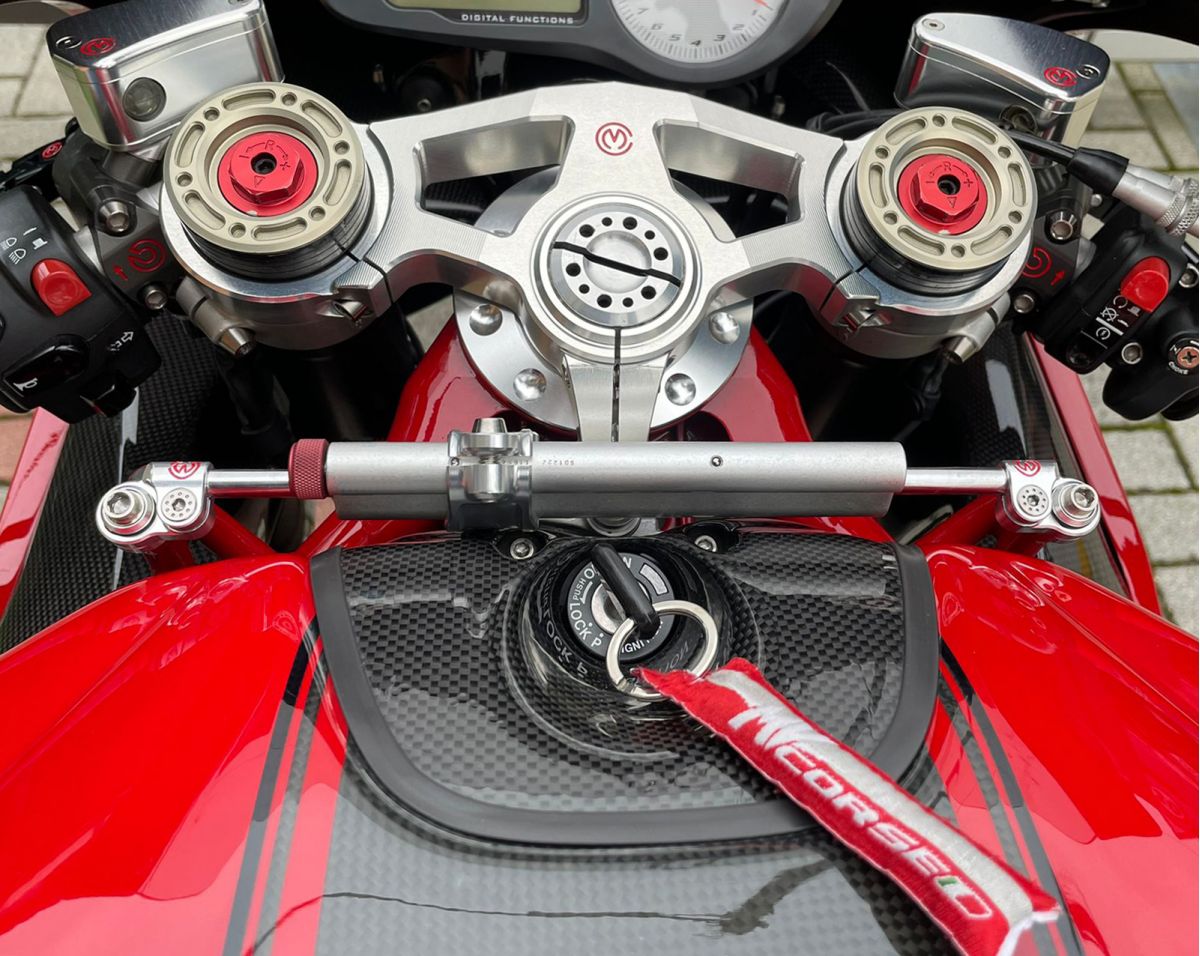 Motocorse Billet Aluminum Spacer and Screw Kit for Linear Steering Damper Ends - MV Agusta F4 / Brutale / Dragster