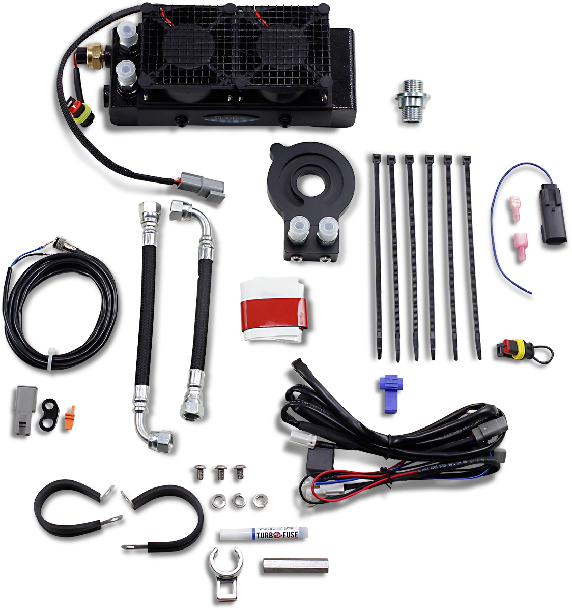ULTRACOOL Oil Cooler Kit - Naked - Black - Softail/Touring/Trike SMT8-3