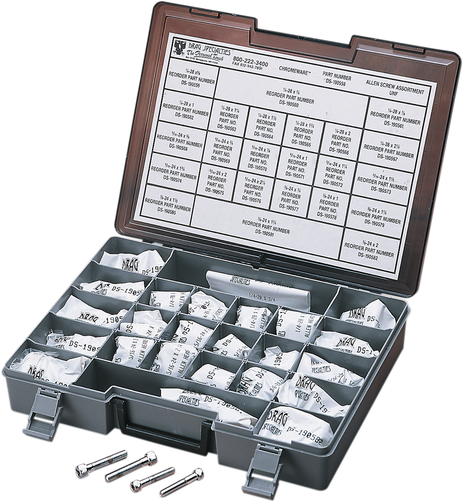 DRAG SPECIALTIES Bolts - Socket-Head/Assortment - Knurled/Smooth - Fine Thread - Kit MK203