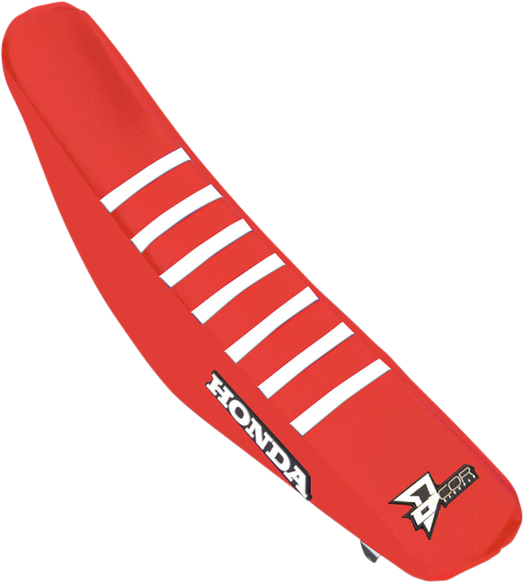D'COR VISUALS Seat Cover - Red w/ White Ribs - CRF150R '07-'26 30-10-151