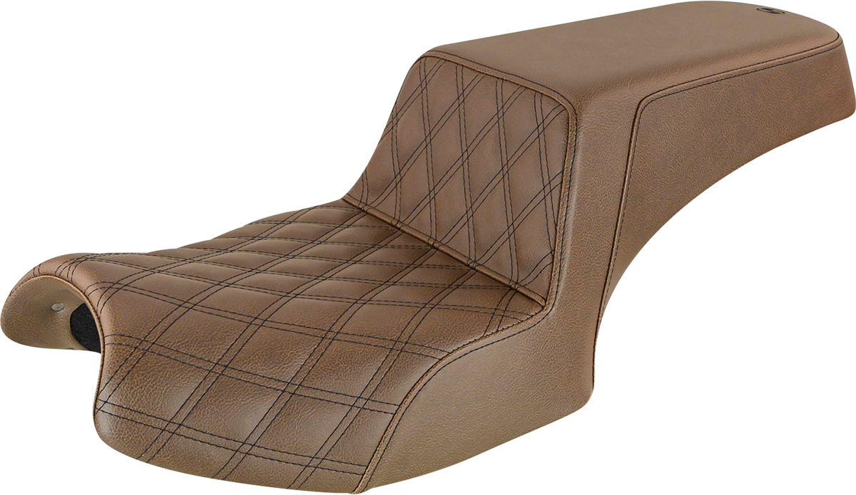 SADDLEMEN Step-Up Seat - Front Lattice Stitch/Rear Smooth - Brown - Challenger I20-06-172BR