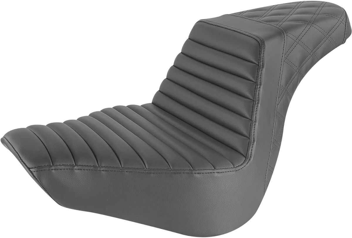 SADDLEMEN Step-Up Seat - Front Tuck-n-Roll/Rear Lattice Stitch - Black - FL/FX '18-'24 818-27-176