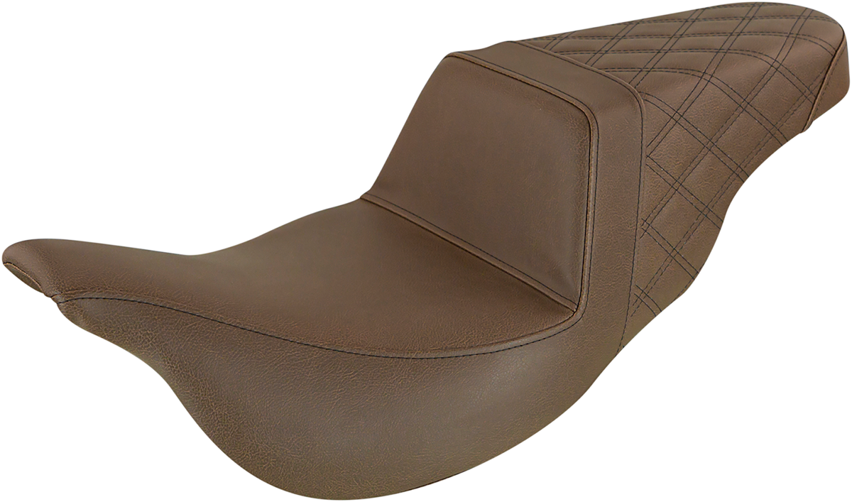 SADDLEMEN Step-Up Seat - Extended Reach - Rear Lattice Stitch - Brown - FL '08-'24 808-07B-173BREX