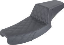 SADDLEMEN Step-Up Seat - Front Lattice Stitch - Black - Dyna 891-04-172