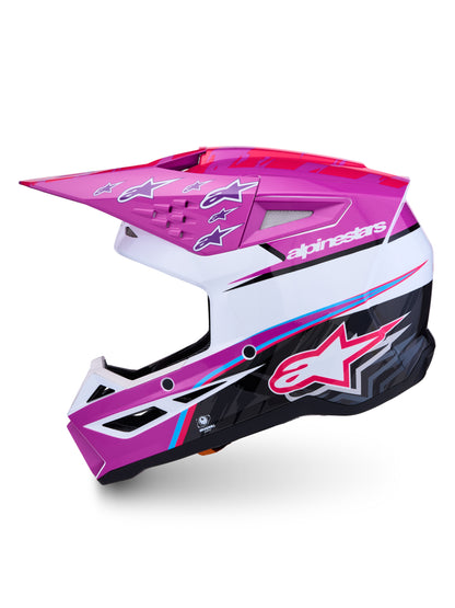 S M3 Falcon Helmet Ece06/Dot Prpl/Wht/Blk/Pink Fl Gl Md