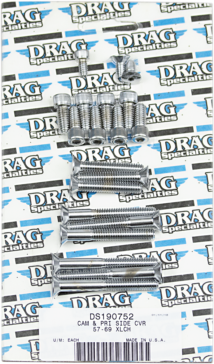 DRAG SPECIALTIES Bolt Kit - Primary Side Cover/Cam Cover - Knurled - '58-'69 Sportster MK177