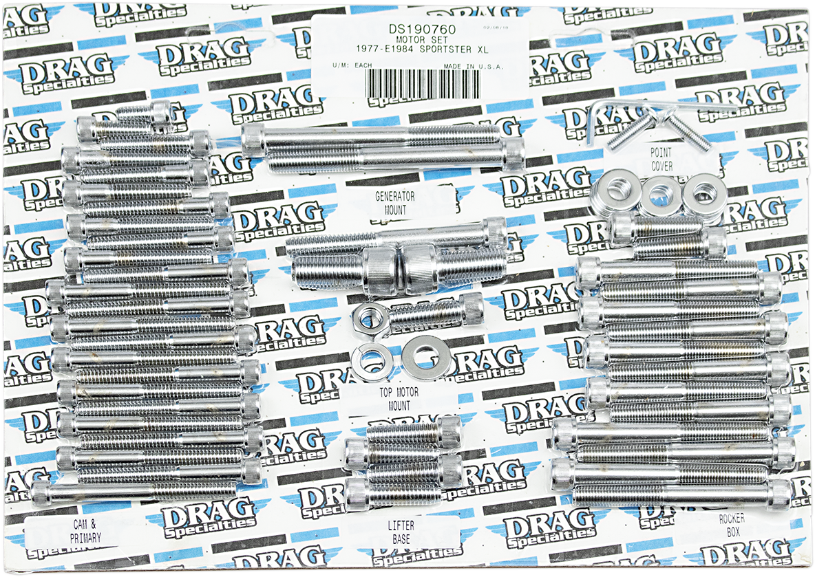 DRAG SPECIALTIES Motor Bolt Set - Knurled/Socket-Head - XL MK101