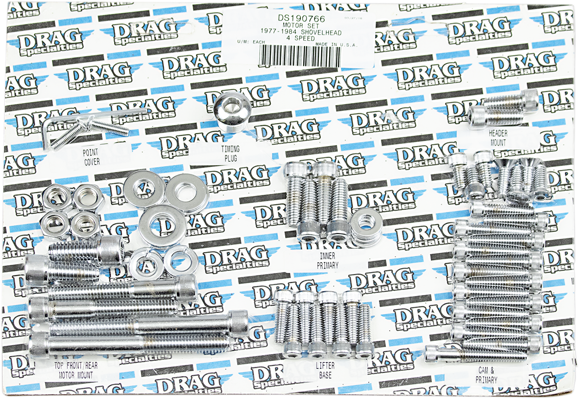 DRAG SPECIALTIES Motor Bolt Set - Knurled/Socket-Head - Big Twin MK109