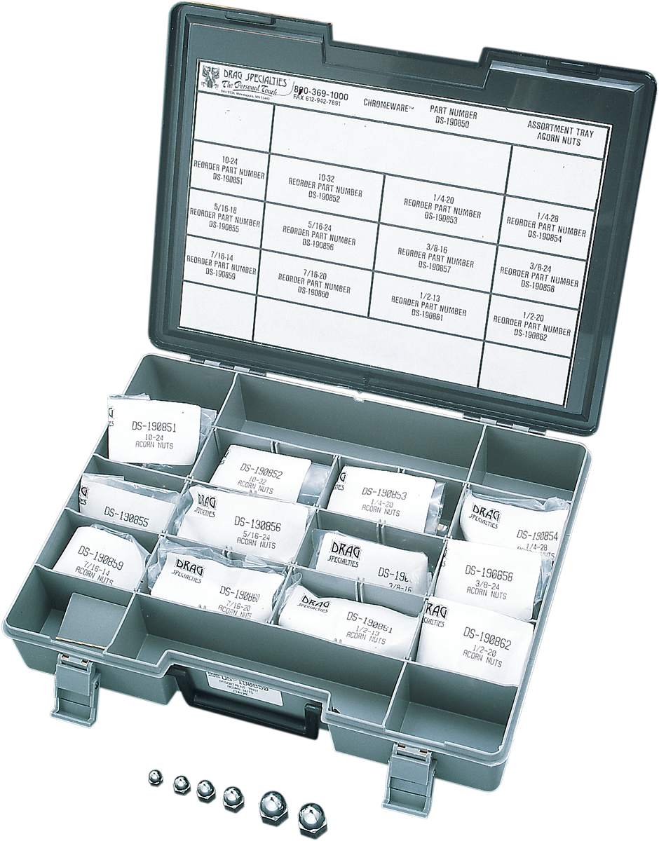 DRAG SPECIALTIES Nut Assortment - Acorn - Chrome - Kit MK152