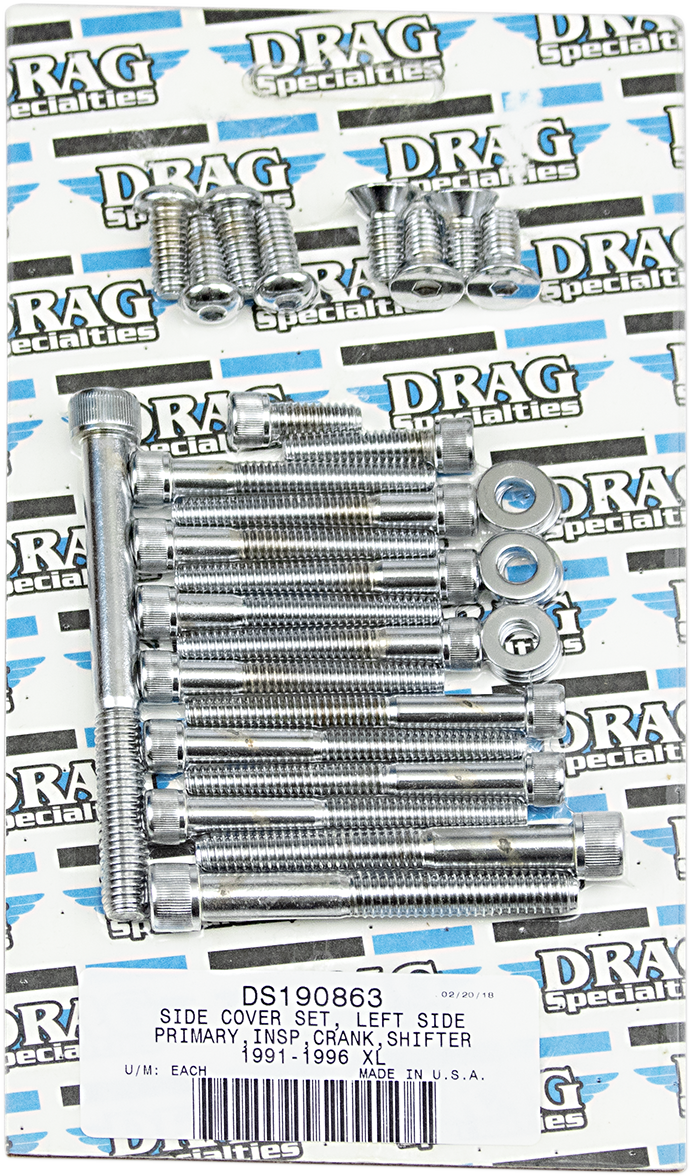 DRAG SPECIALTIES Bolt Set - Left Side Primary Cover/Crank/Shifter - Knurled MK248