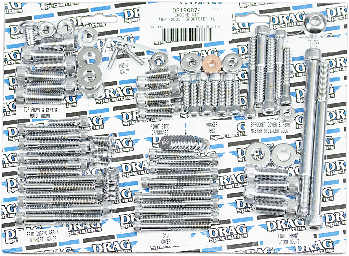 DRAG SPECIALTIES Bolt Kit - Complete Motor - Knurled/Socket-Head - '91-'03 Sportster MK244