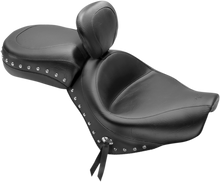 MUSTANG Seat - Wide Touring - With Driver Backrest - Two-Piece - Chrome Studded - Black w/Conchos 79470