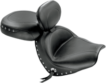 MUSTANG Seat - Wide Touring - With Driver Backrest - Two-Piece - Chrome Studded - Black w/Conchos 79560