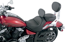 MUSTANG Seat - Vintage - Wide - Touring - With Driver Backrest - Two-Piece - Smooth - Black - Stryker 79661