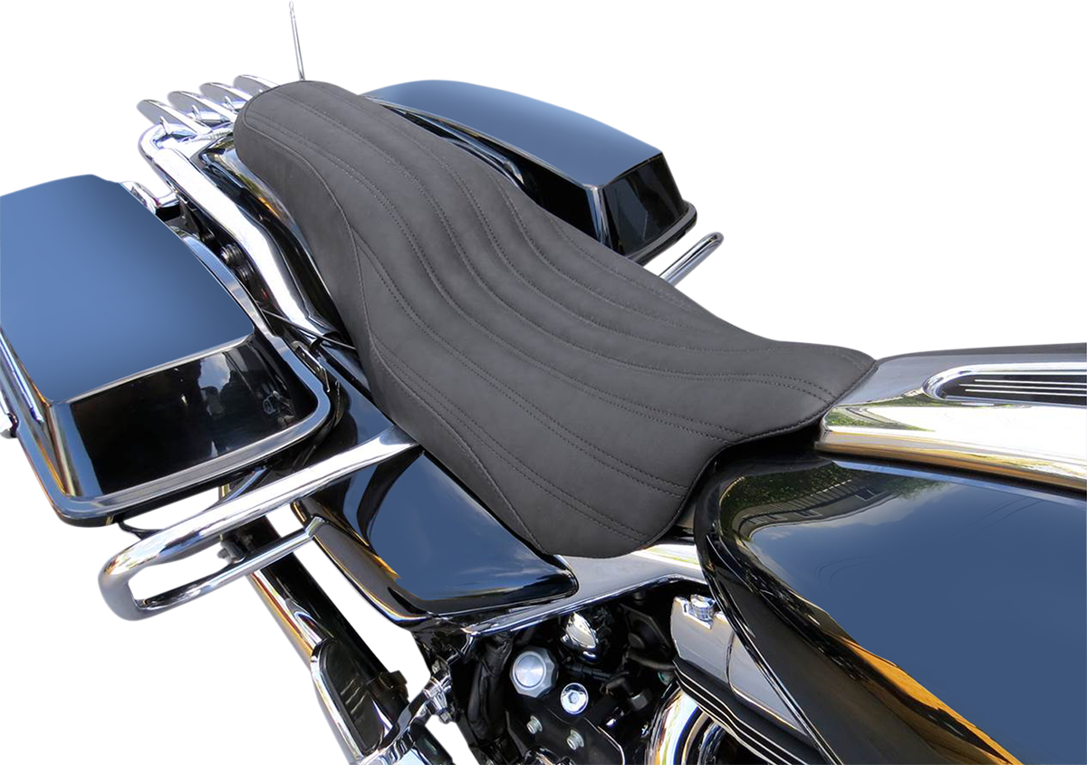 SADDLEMEN Knuckle 2-Up Seat - Black - Ribbed - FLH/FLT '08-'24 808-07B-047K