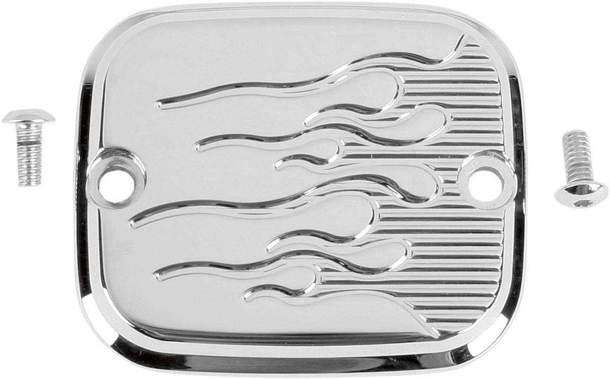JOKER MACHINE Front Brake Master Cylinder Cover - Flame - Chrome 951019FC