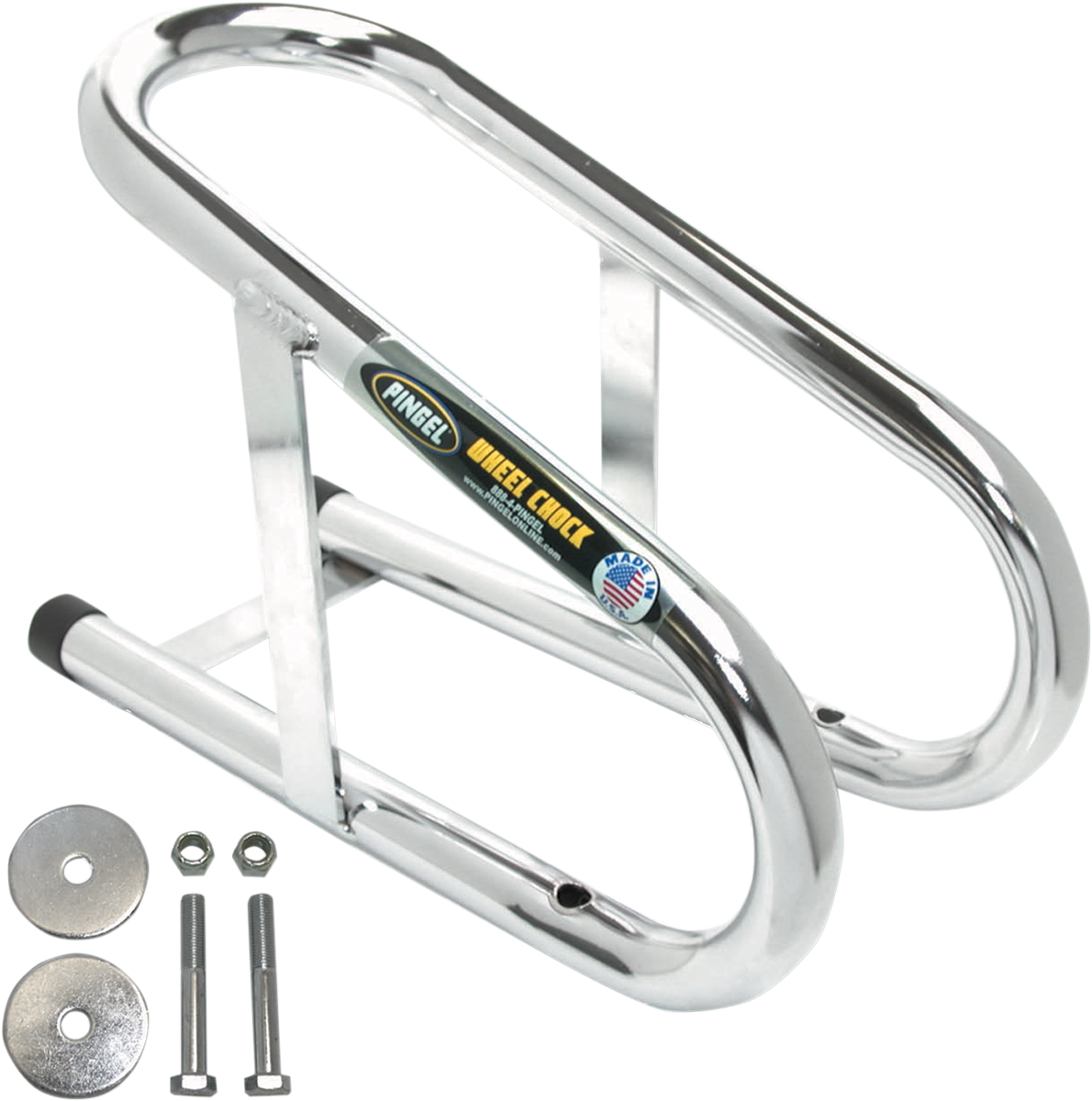 PINGEL Wheel Chock - Permanent - Chrome - 3-1/2" WC-35H