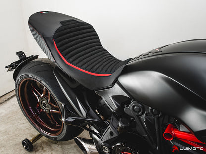 LUIMOTO Classic Sport Edition Rider Seat Cover for the DUCATI DIAVEL 1260 (2019+) - Low Seat