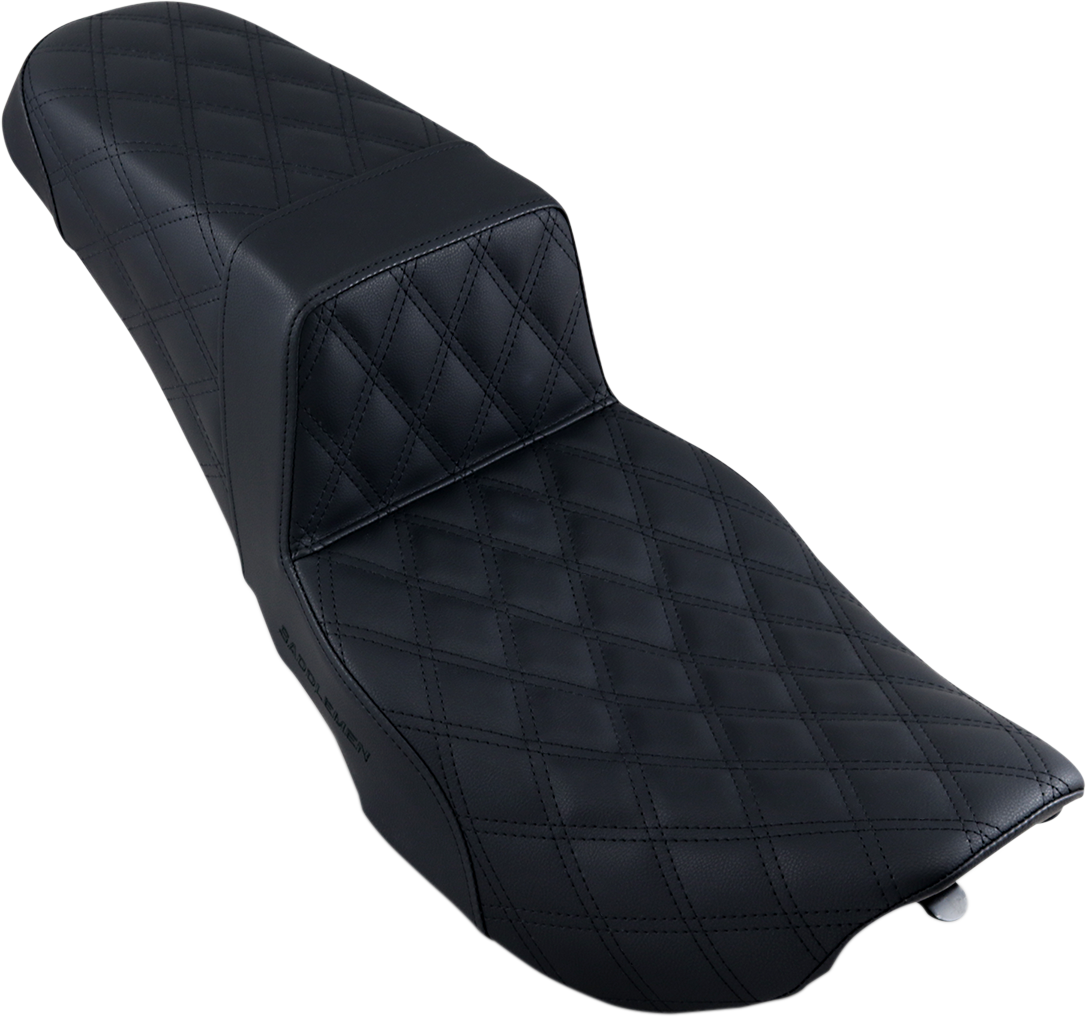 SADDLEMEN Step-Up Seat - Full Lattice Stitch - Black - FLHR/FLHX 897-06-175