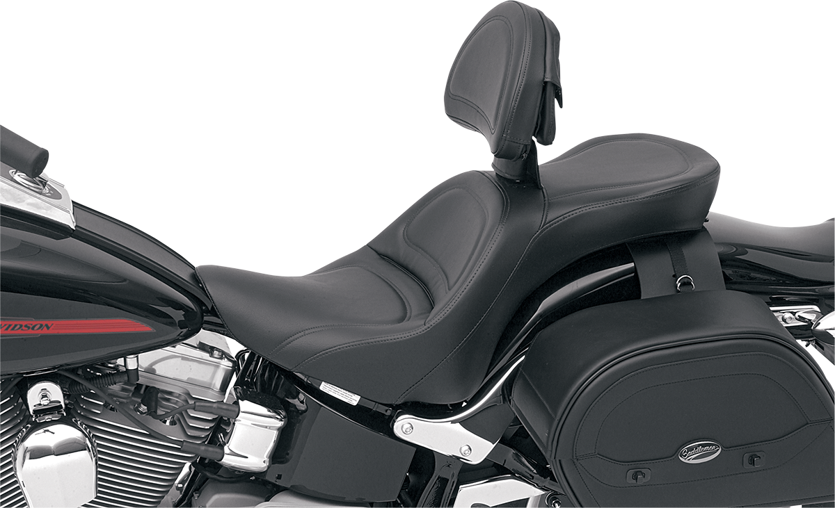 SADDLEMEN Seat - Explorer™ - With Backrest - Stitched - Black - FL/FX '06-'17 806-12-030