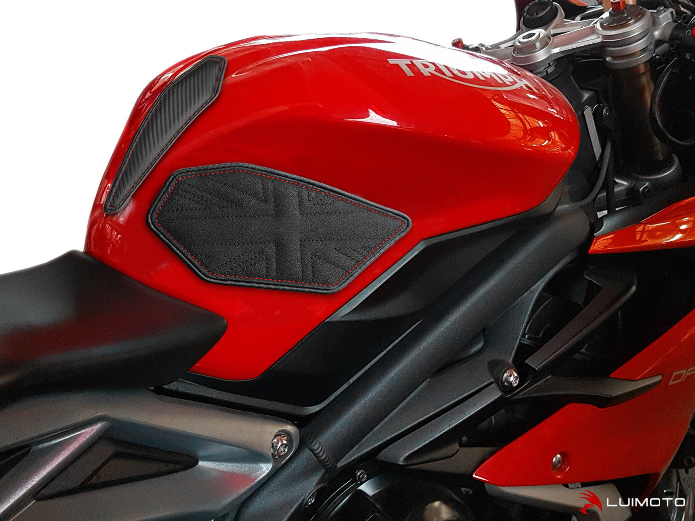 LUIMOTO TANK LEAF UNION JACK Tank Pads for the Triumph DAYTONA 765 / 675 (13-18) & STREET TRIPLE Rx (15-16)