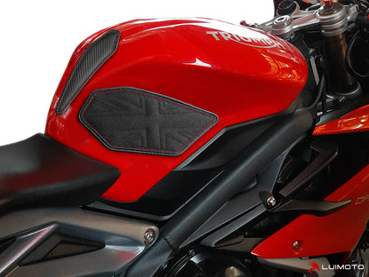 LUIMOTO TANK LEAF UNION JACK Tank Pads for the Triumph DAYTONA 765 / 675 (13-18) & STREET TRIPLE Rx (15-16)