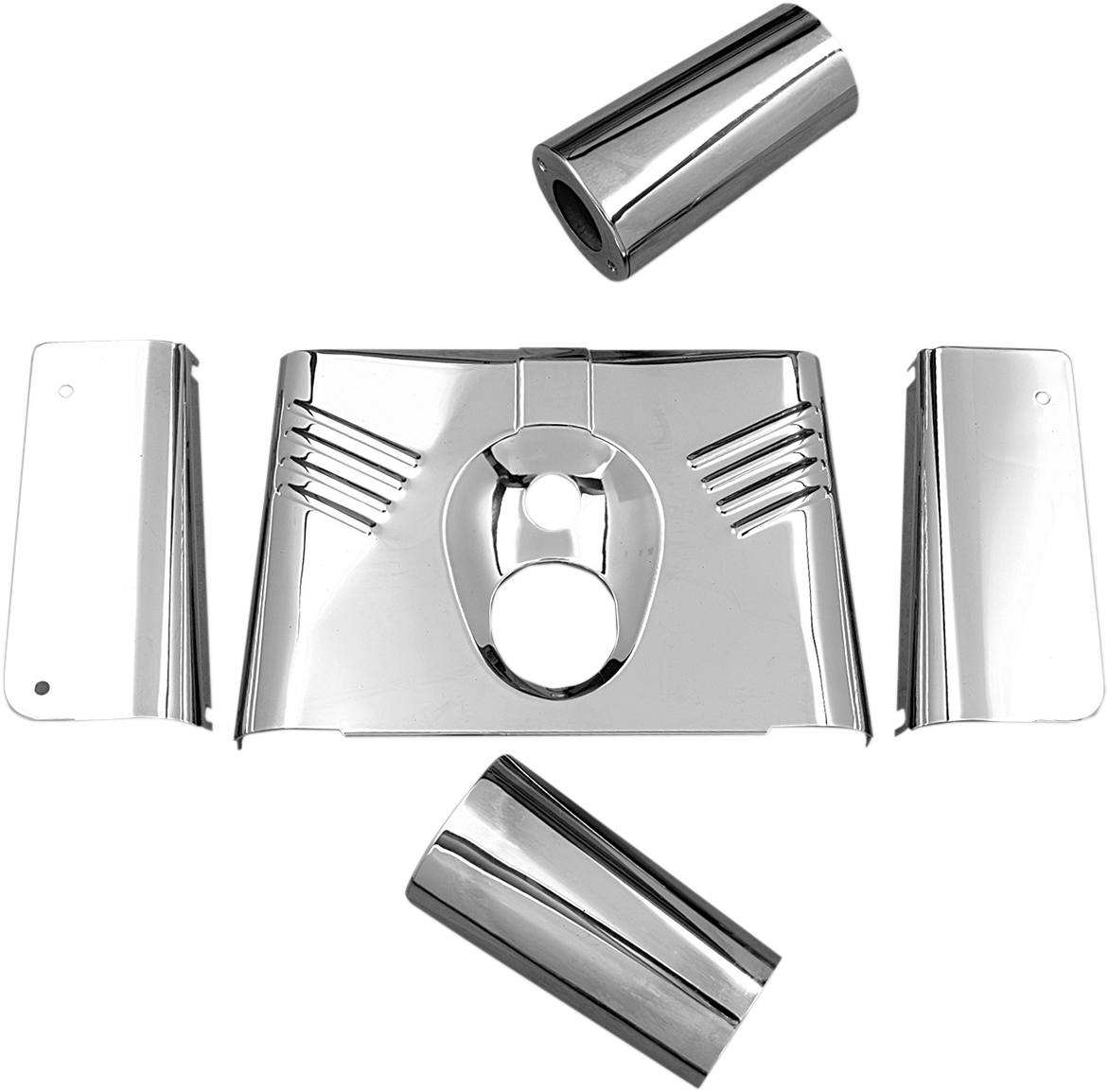 DRAG SPECIALTIES Fork Tins - Chrome - Ribbed - '86-'17 FLST - 5-Piece 74157