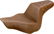 SADDLEMEN Step-Up Seat - Rear Lattice Stitch - Brown - FXSB 813-27-173BR