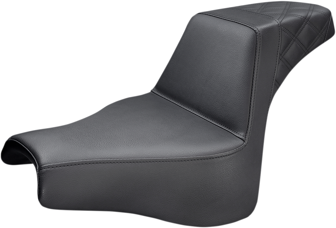SADDLEMEN Step-Up Seat - Rear Lattice Stitch - Black - FXFB 818-28-173
