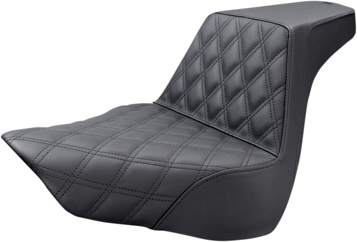 SADDLEMEN Step-Up Seat - Front Lattice Stitch - Black - FL/FX '18-'24 818-27-172