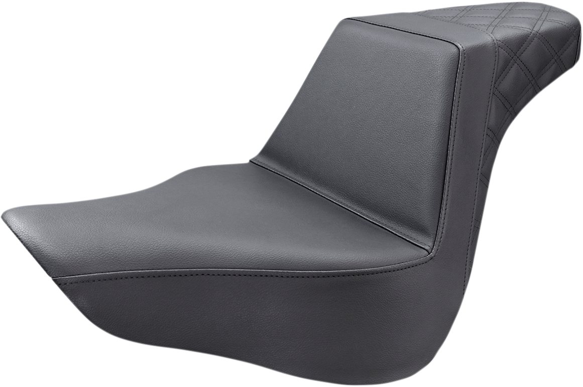 SADDLEMEN Step-Up Seat - Rear Lattice Stitch - Black - FL/FX '18-'24 818-27-173