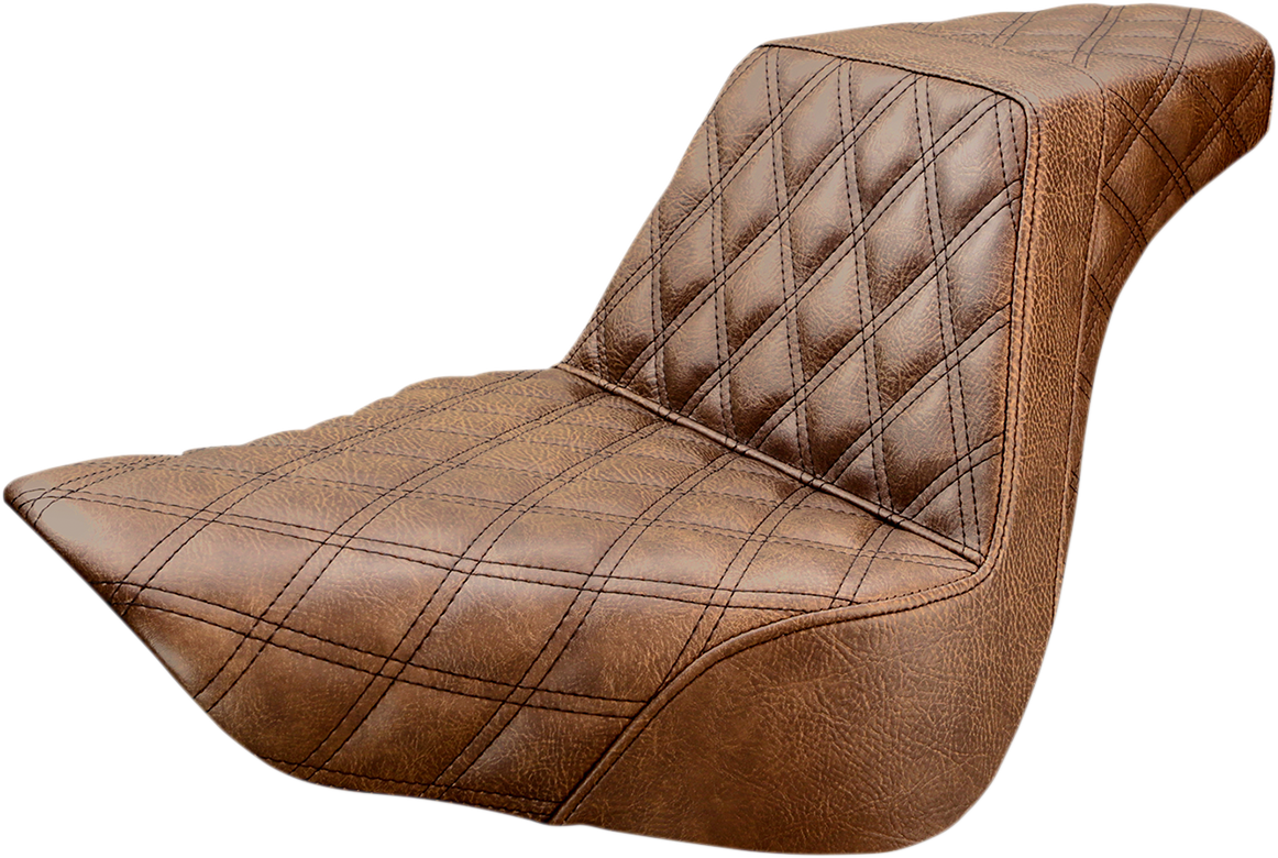 SADDLEMEN Step-Up Seat - Full Lattice Stitch - Brown - FL/FX '18-'24 818-27-175BR