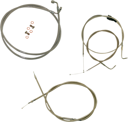 LA CHOPPERS Standard Stainless Braided Handlebar Cable/Brake Line Kit - Mini Ape Hangers - '96-'07 Touring LA-8005KT-08