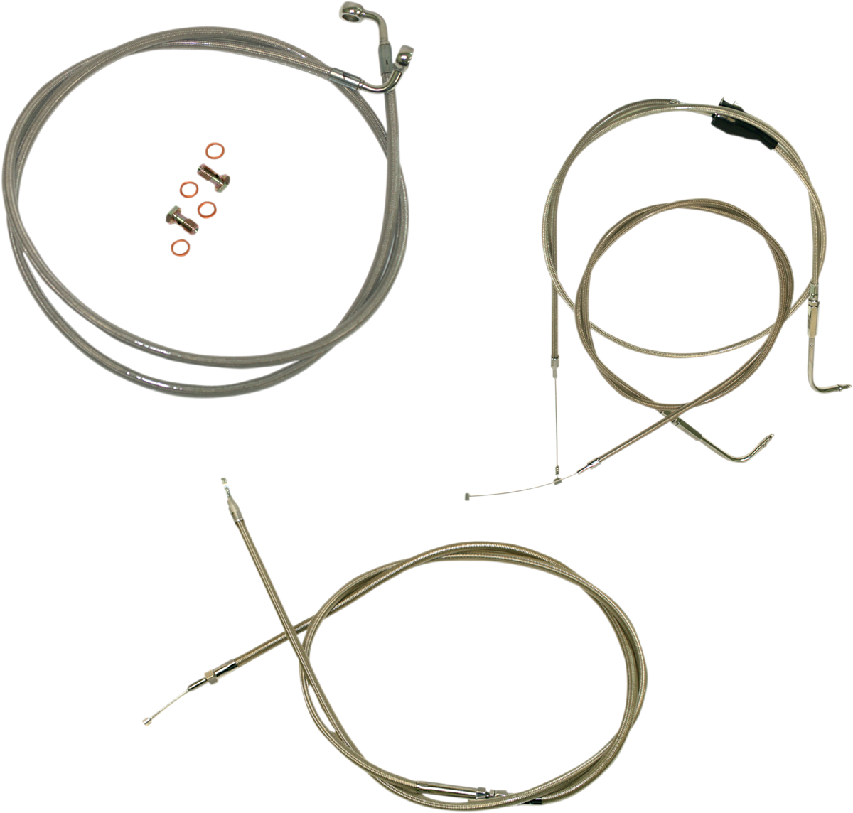 LA CHOPPERS Standard Stainless Braided Handlebar Cable/Brake Line Kit - 15"-17" Ape Hangers - '96-'07 Touring LA-8005KT-16