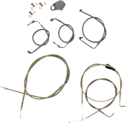 LA CHOPPERS Standard Stainless Braided Handlebar Cable/Brake Line Kit - 15"-17" Ape Hangers - '96-'07 Touring LA-8006KT-16