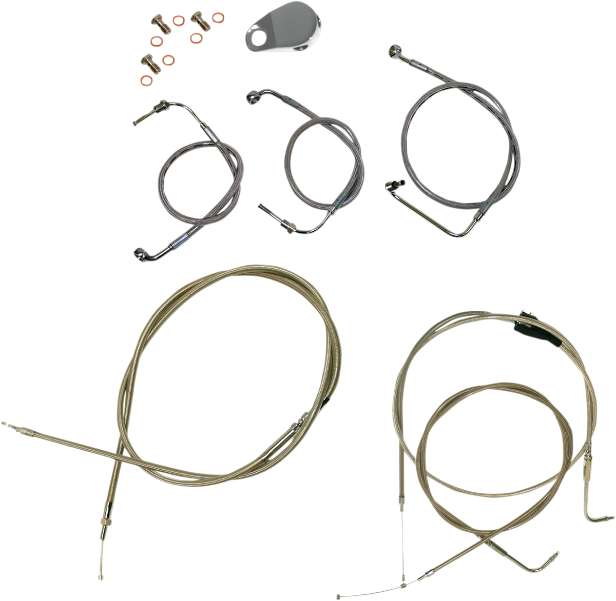LA CHOPPERS Standard Stainless Braided Handlebar Cable/Brake Line Kit - 18"-20" Ape Hangers - '96-'07 Touring LA-8006KT-19