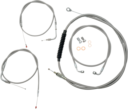 LA CHOPPERS Standard Stainless Braided Handlebar Cable/Brake Line Kit - Stock Ape Hangers - '96-'06 Softail LA-8100KT-00