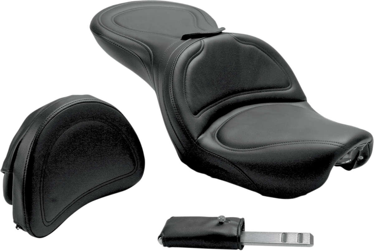 SADDLEMEN Seat - Explorer™ - With Backrest - Stitched - Black - FXD '04-'05 804-04-0301